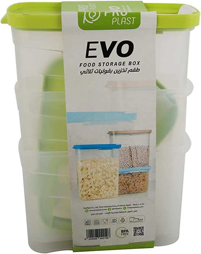 طقم علب تخزين للحبوب من ايفو 3 قطع بغطاء محكم ألوان متعددة