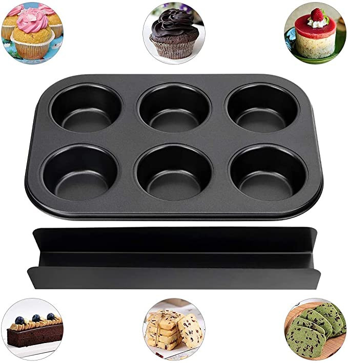 صينية مافن وكب كيك 6 كوب - غير لاصقة خالية من البيسفينول A وآمنة الاستخدام
